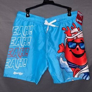 Kool-Aid Mens Swim Shorts Blue Kool-Aid Man Oh Yeah Graphic Trunks Sixe M